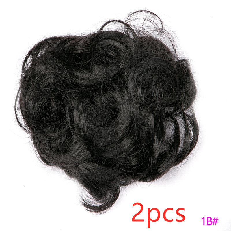 Europe, Japan, and South Korea popular hair bun fluffy natural drawstring curly hair ball head hair ring hair set female hair accessories chemical fiber hair Europe, Japan, and South Korea popular hair bun fluffy natural drawstring curly hair ball head hair ring hair set female hair accessories chemical fiber hair